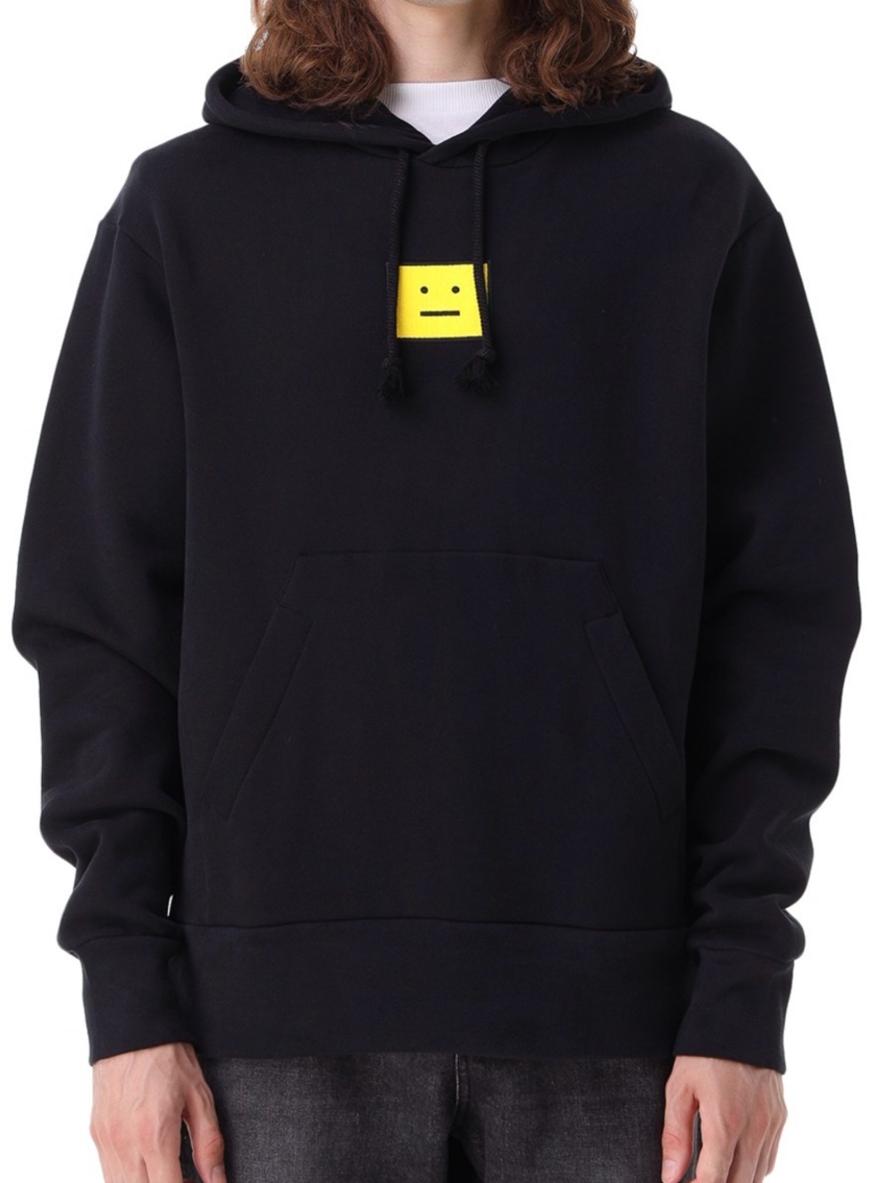 Acne Studios Black Hoodie with Yellow Face Patch